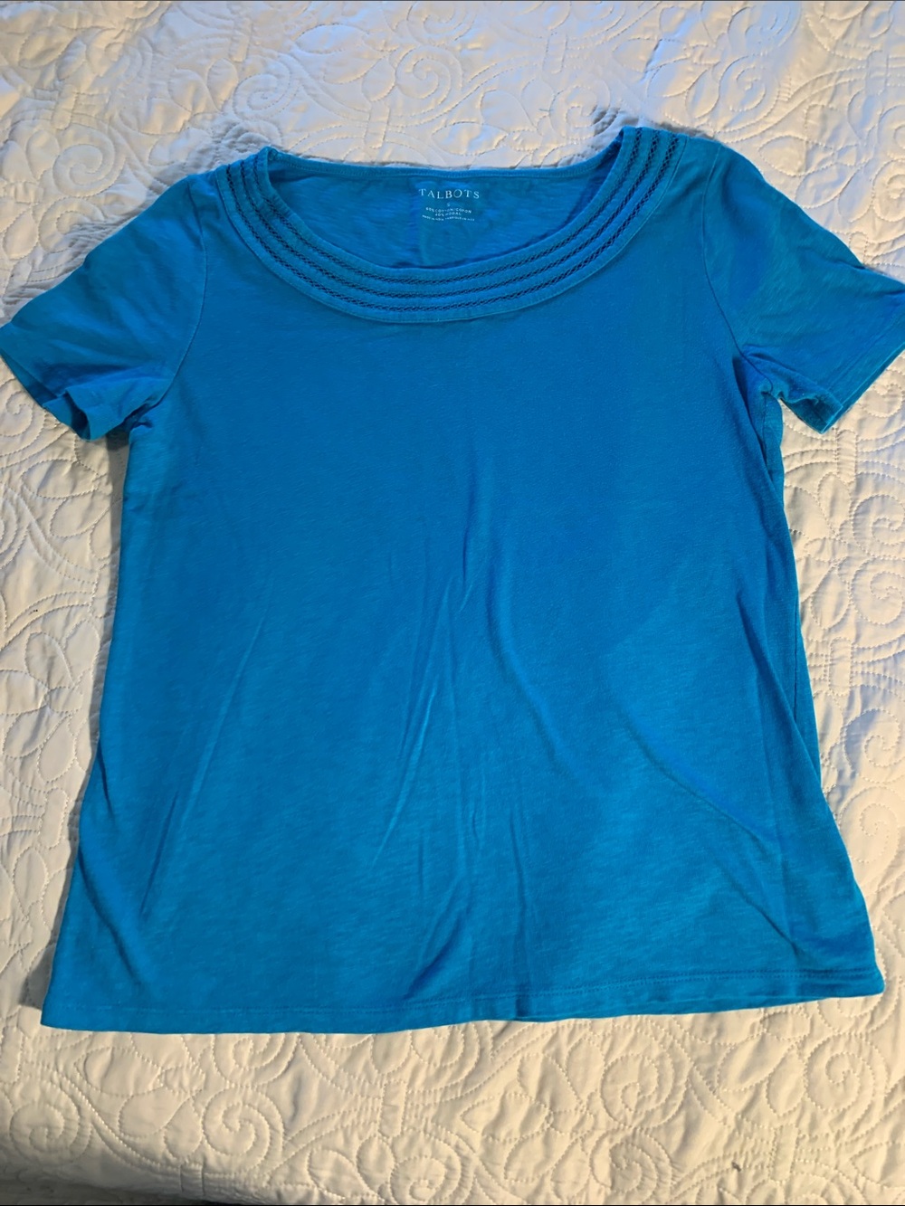 Talbots Bright Blue Short-Sleeve Scoop Neck Tee size S